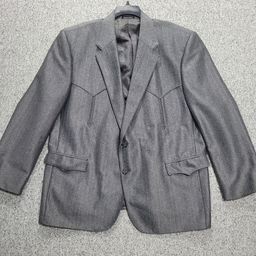 Circle S Mens Western Blazer Charcoal Gray Textured Sport Coat Size 52R Cowboy